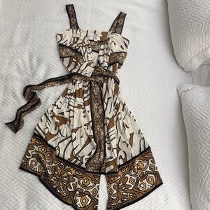 Diane Von Furstenberg Asymmetrical Dress in Brown and Cream